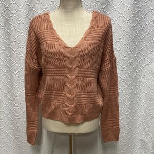 Full Circle Trends size‎ XL Cozy V-Neck Sweater in Warm Mauve soft stretch comfy